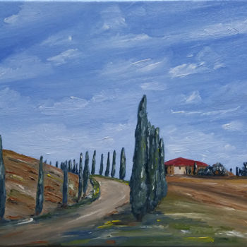Peinture intitulée "Paysage Toscane" par Karim Art, Œuvre d'art originale, Huile