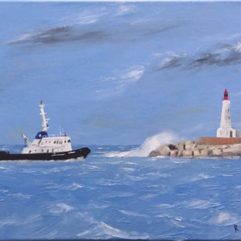 Malerei mit dem Titel "Retour au port" von Karim Art, Original-Kunstwerk, Öl