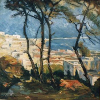 Peinture intitulée "La baie d'Alger" par Abdelkarim Saidani, Œuvre d'art originale
