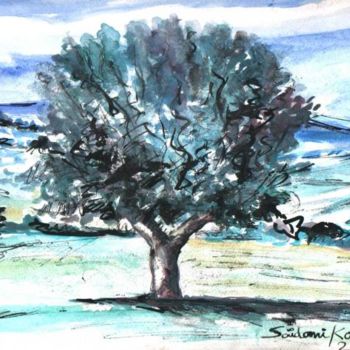 Painting titled "arbre aurassiene" by Abdelkarim Saidani, Original Artwork