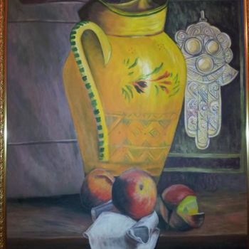 Ζωγραφική με τίτλο "vas jaune" από Abdelkarim Saidani, Αυθεντικά έργα τέχνης, Άλλος