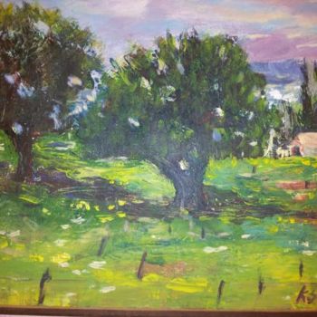 Pintura intitulada "paysage" por Abdelkarim Saidani, Obras de arte originais