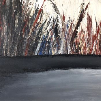 Painting titled "Grey Lake" by Karin Amtmann (K. Amtmann), Original Artwork, Acrylic