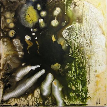 Painting titled "Abstraction abyssal…" by Karin Delon, Original Artwork, Oil