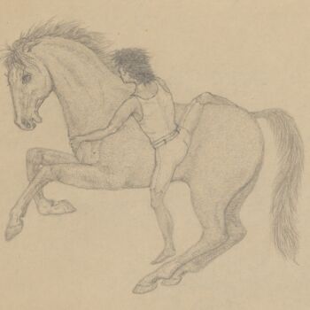 Malerei mit dem Titel "Pferd" von Karin Sternberg, Original-Kunstwerk, Bleistift
