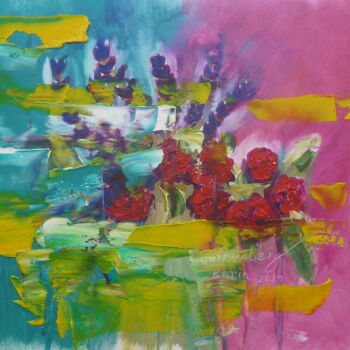 Painting titled "Meine Gartenblumen" by Karin Sternberg, Original Artwork, Oil