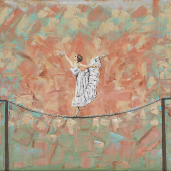 Malerei mit dem Titel "Drahtseilakt Tänzer…" von Karin Sternberg, Original-Kunstwerk, Öl