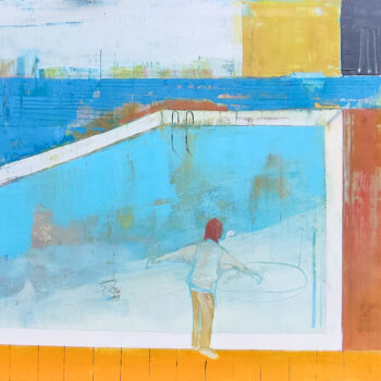 Painting titled "Pool 12" by Kariko Ono, Original Artwork, Oil Mounted on Wood Stretcher frame