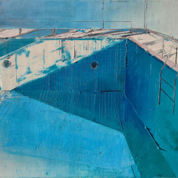 Painting titled "Pool 14" by Kariko Ono, Original Artwork, Oil Mounted on Wood Stretcher frame