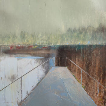 Painting titled "Lake 2" by Kariko Ono, Original Artwork, Oil Mounted on Wood Stretcher frame