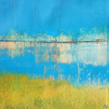 Painting titled "Lake 6'" by Kariko Ono, Original Artwork, Oil Mounted on Wood Stretcher frame