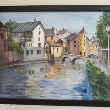 Painting titled "Reflection on the w…" by Karina Azarian, Original Artwork, Watercolor