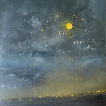 Painting titled "Burning Moon" by Karina Mosser, Original Artwork, Pastel