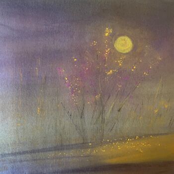 Painting titled "Firefly Tree" by Karina Mosser, Original Artwork, Pastel