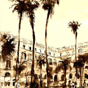 Zeichnungen mit dem Titel "Barcelona impression" von Karina Plachetka, Original-Kunstwerk, Tinte
