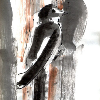 Zeichnungen mit dem Titel "Bird" von Karina Plachetka, Original-Kunstwerk, Tinte