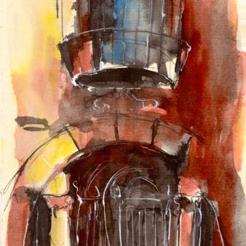 Painting titled "Gate in Rom - Italy" by Karina Plachetka, Original Artwork, Ink