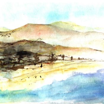 Drawing titled "Creta landscapes" by Karina Plachetka, Original Artwork, Ink