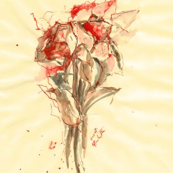 Pittura intitolato "Ink Flowers Collect…" da Karina Plachetka, Opera d'arte originale, Inchiostro