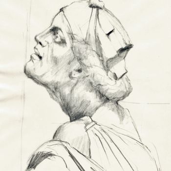 Drawing titled "Ancient sculpture" by Karina Plachetka, Original Artwork, Pencil