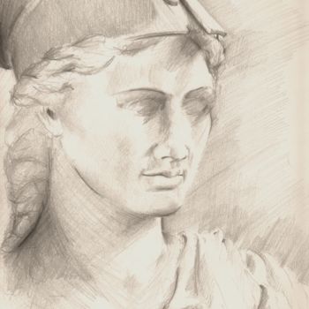 Zeichnungen mit dem Titel "Athena of Velletri" von Karina Plachetka, Original-Kunstwerk, Bleistift