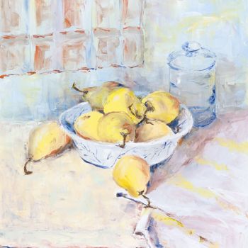 Painting titled "White bowl" by Karina Plachetka, Original Artwork, Oil