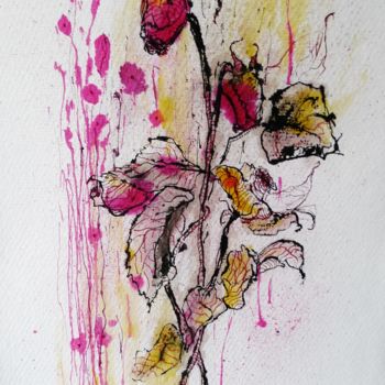 Dibujo titulada "Karmin roses" por Karina Plachetka, Obra de arte original, Tinta