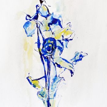 Peinture intitulée "Blues" par Karina Plachetka, Œuvre d'art originale, Encre