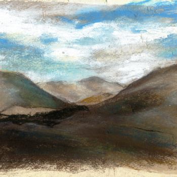 Malerei mit dem Titel "Lanzarote soft hills" von Karina Plachetka, Original-Kunstwerk, Pastell