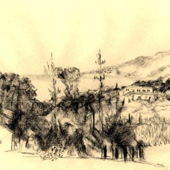 Disegno intitolato "Georgioupolis Lands…" da Karina Plachetka, Opera d'arte originale, Matita