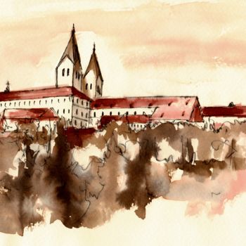 "Freising skyline" başlıklı Tablo Karina Plachetka tarafından, Orijinal sanat, Mürekkep
