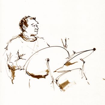Zeichnungen mit dem Titel "Jazz musicians_7" von Karina Plachetka, Original-Kunstwerk, Tinte