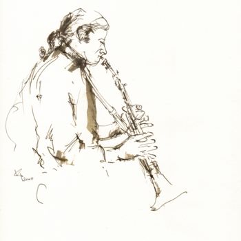 Zeichnungen mit dem Titel "Jazz musicians_10" von Karina Plachetka, Original-Kunstwerk, Tinte