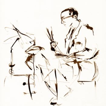 Zeichnungen mit dem Titel "Jazz musicians_11" von Karina Plachetka, Original-Kunstwerk, Tinte
