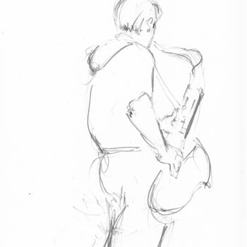 Drawing titled "Jazz musicians_18" by Karina Plachetka, Original Artwork, Pencil