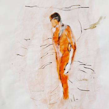Malerei mit dem Titel "Red figure" von Karina Plachetka, Original-Kunstwerk, Pastell