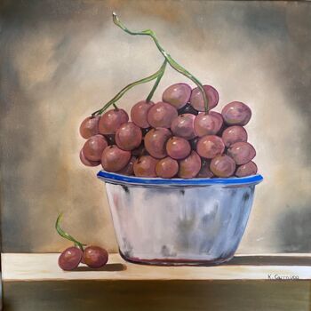 Pintura intitulada "Coupelle fruits" por Karine Carrasco, Obras de arte originais, Óleo Montado em Armação em madeira