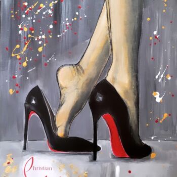 Painting titled "MADAME LOUBOUTIN" by Karine Colombani (KARINECO'ART), Original Artwork, Acrylic