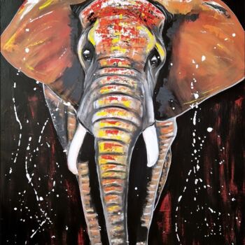 Schilderij getiteld "POP ELEPHANT" door Karine Colombani (KARINECO'ART), Origineel Kunstwerk, Acryl