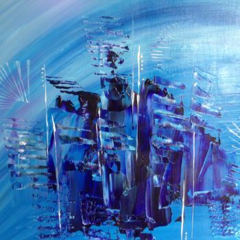 Pintura intitulada "Bleu profond" por Karine Fernandez, Obras de arte originais, Óleo