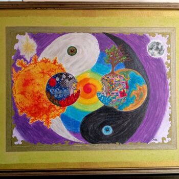 Pintura intitulada "Spirale de Vie" por Karine Guézet Raclot, Obras de arte originais, Acrílico Montado em Vidro