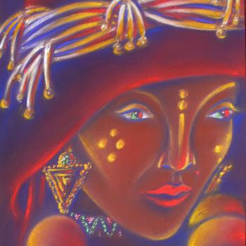 Rysunek zatytułowany „Portrait de Femme B…” autorstwa Kalam, Oryginalna praca, Pastel