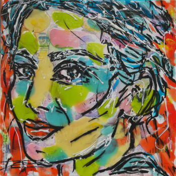 Painting titled "Laura" by Karine Langevin Kjl, Original Artwork, Stained glass painting Mounted on Wood Stretcher frame