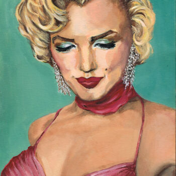 Pintura intitulada "Maryline Monroe" por Karine Nicolleau, Obras de arte originais, Guache Montado em Cartão