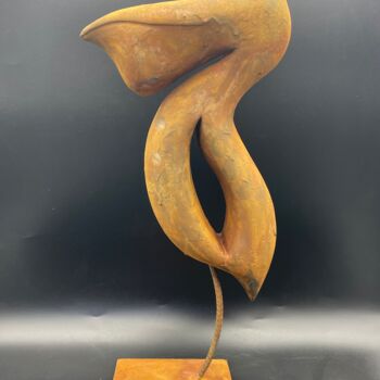 Skulptur mit dem Titel "Le temps qui passe" von Karine Verdier, Original-Kunstwerk, Holz