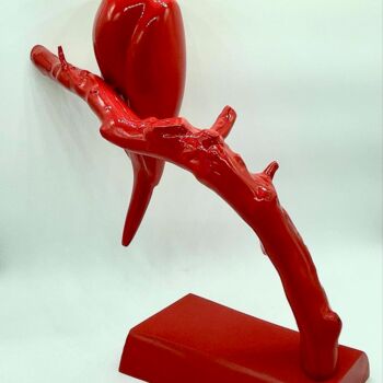 "Perroquet rouge" başlıklı Heykel Karine Verdier tarafından, Orijinal sanat, Ahşap