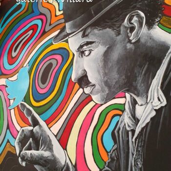 Schilderij getiteld "Charlie Chaplin Twi…" door Karine Villard, Origineel Kunstwerk, Acryl