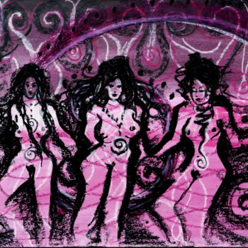 Dibujo titulada "Danse de l'Utérus" por Karine Cathala (KA), Obra de arte original, Tinta