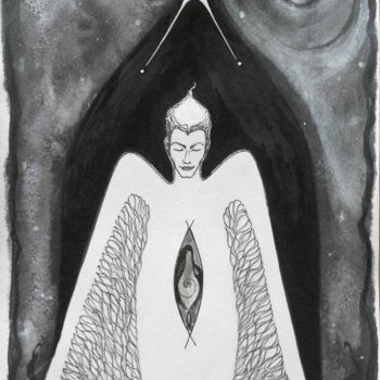 Disegno intitolato "L'Ange de la Miséri…" da Karine Cathala (KA), Opera d'arte originale, Grafite