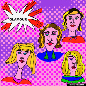Digitale Kunst getiteld "Glamour" door Karine Collomb, Origineel Kunstwerk, Digitaal Schilderwerk Gemonteerd op Frame voor h…